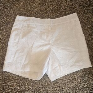 NWT TALBOTS White Embroidered Chino Shorts 12 Petite 100% cotton 4.5" inseam